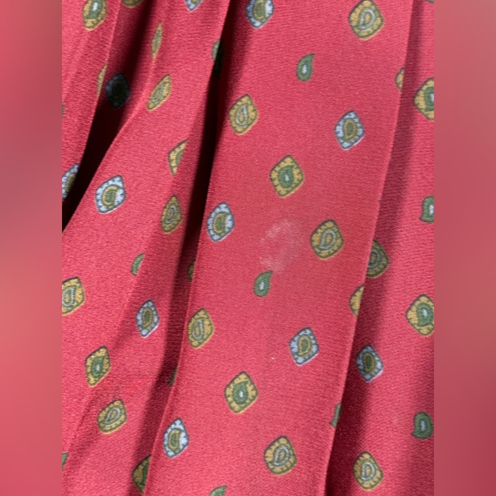 VTG Albert Nipon Red Midi Dress Sz 4 Saks Fifth Avenue Long Sleeve Pleated ILGWU - Picture 11 of 11